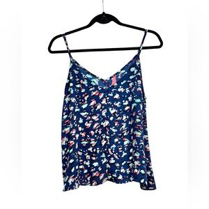 Eight Sixty Colorful Blue Print Spaghetti Strap Blouse Sz M